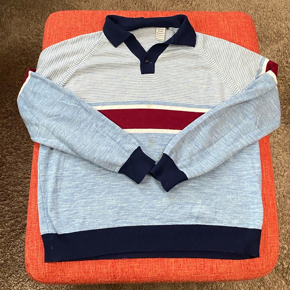 VTG 80’s Rugby Stripe Striped Long Sleeves Polo Shirt